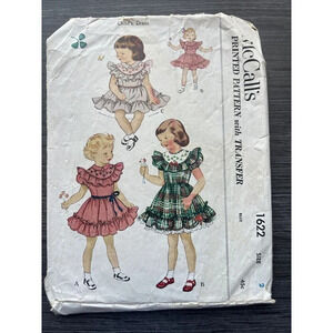 McCall’s 1951 Vintage Girls Ruffled Full Skirt Party Dresses Sewing Pattern 1622